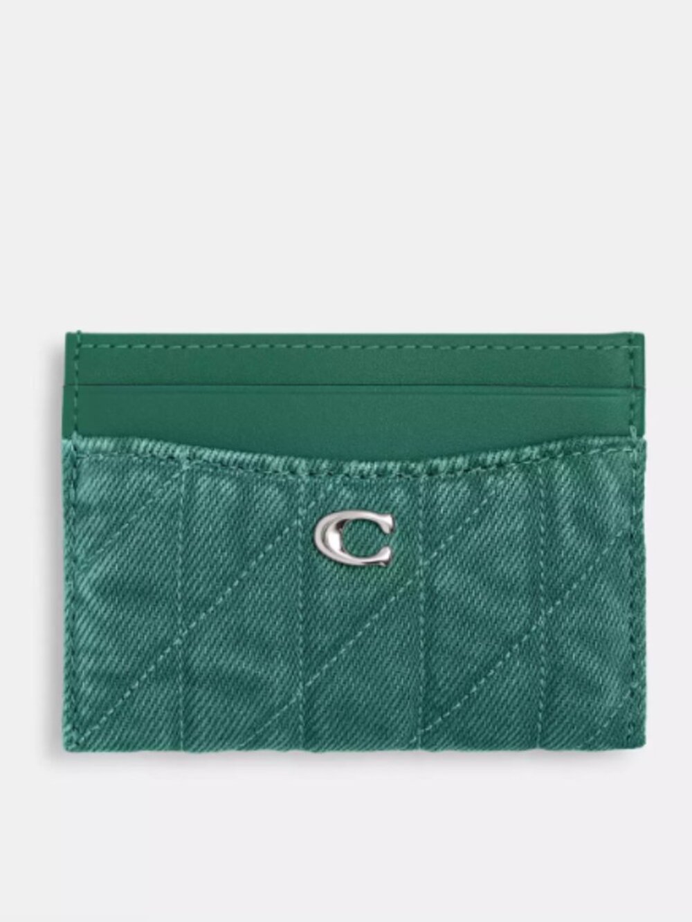 COACH Essential Card Case in Green Denim - NWT $95 MSRP